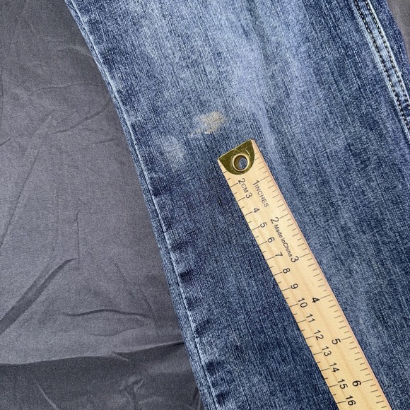 Wrangler Retro Jeans Mens 30x30 Blue Slim Boot Bootcut Stretch Denim Distressed - Picture 3 of 11